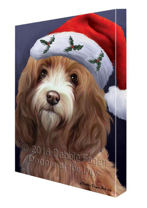 Christmas Holidays Cockapoo Dog Wearing Santa Hat Portrait Head Canvas Print Wall Art Décor CVS99296