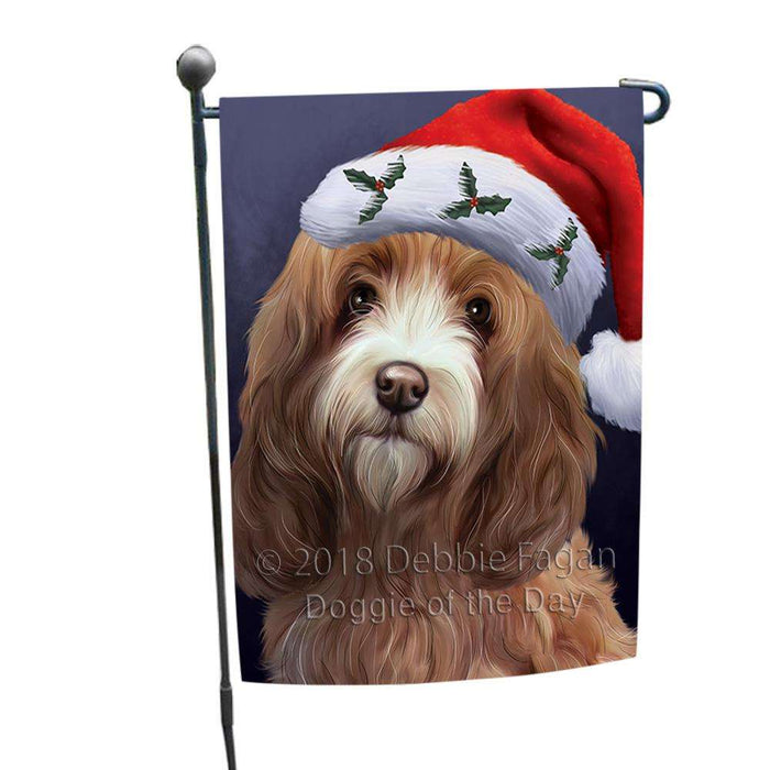 Christmas Holidays Cockapoo Dog Wearing Santa Hat Portrait Head Garden Flag GFLG53556