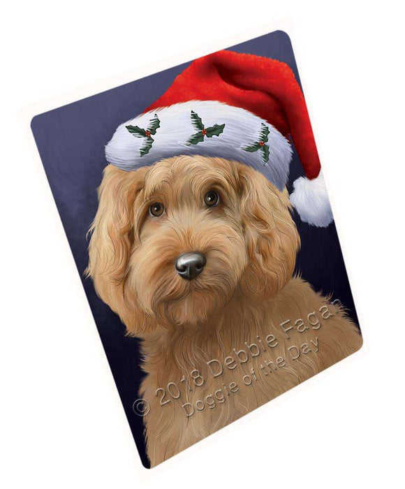 Christmas Holidays Goldendoodle Dog Wearing Santa Hat Portrait Head Blanket BLNKT98805