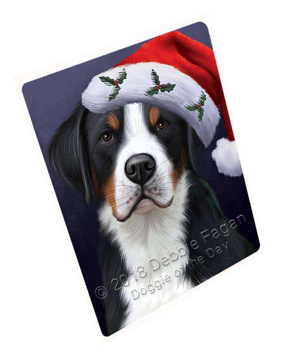 Christmas Holidays Greater Swiss Mountain Dog Wearing Santa Hat Portrait Head Blanket BLNKT98823