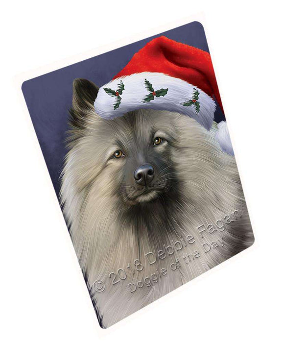 Christmas Holidays Keeshond Dog Wearing Santa Hat Portrait Head Blanket BLNKT98841