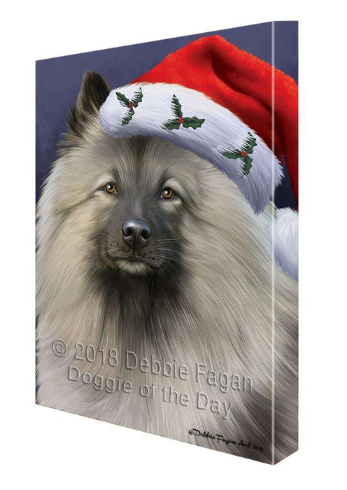 Christmas Holidays Keeshond Dog Wearing Santa Hat Portrait Head Canvas Print Wall Art Décor CVS99350