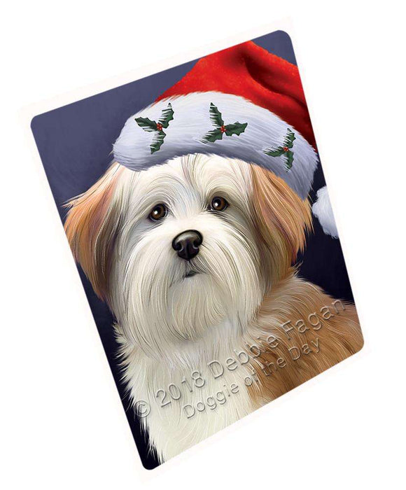 Christmas Holidays Malti Tzu Dog Wearing Santa Hat Portrait Head Cutting Board C64950