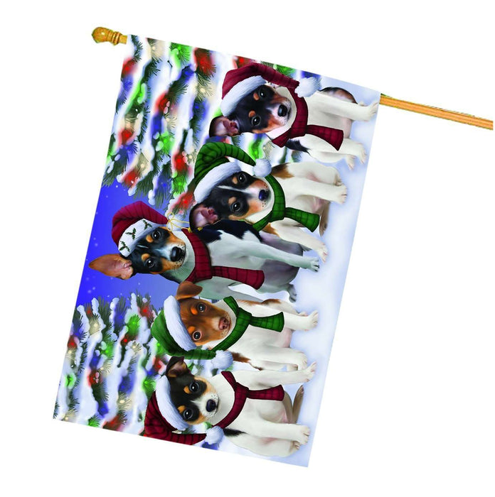 Christmas Holidays Rat Terrier Dog Family Portrait House Flag HFLG007