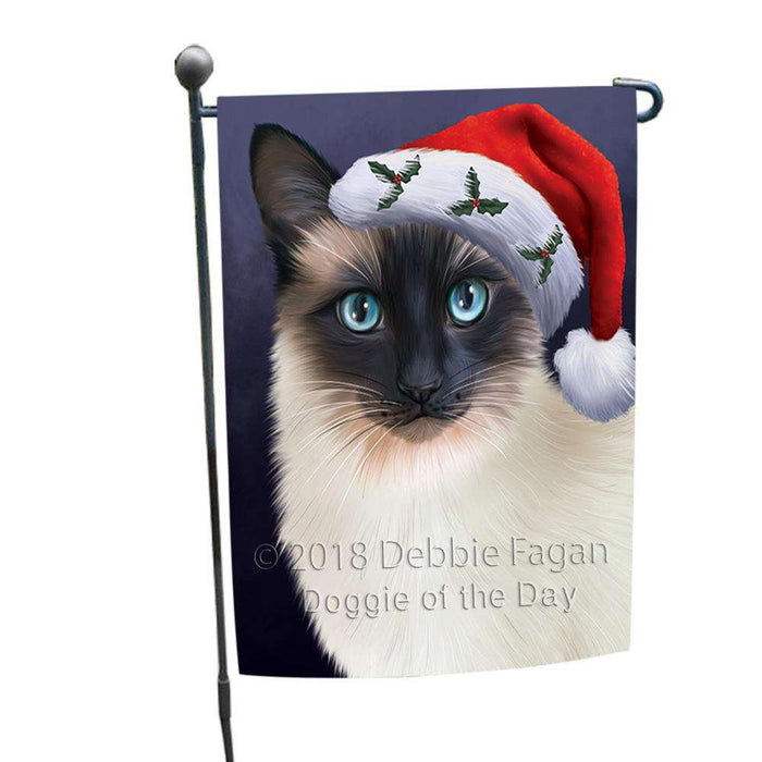 Christmas Holidays Siamese Cat Wearing Santa Hat Portrait Head Garden Flag GFLG53566