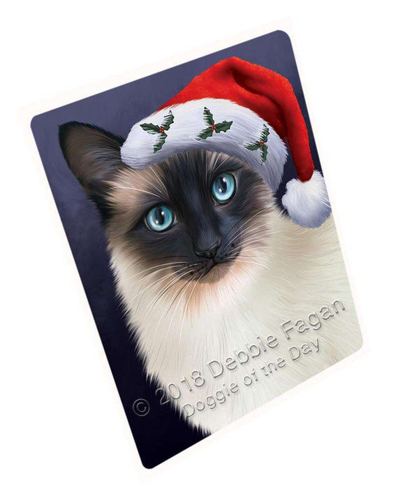 Christmas Holidays Siamese Cat Wearing Santa Hat Portrait Head Large Refrigerator / Dishwasher Magnet RMAG81906