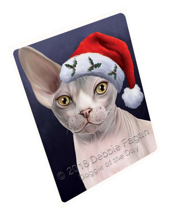 Christmas Holidays Sphynx Cat Wearing Santa Hat Portrait Head Blanket BLNKT98886