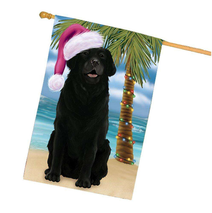 Christmas Holidays Summer Time Labrador Dog on Beach Wearing Santa Hat House Flag FLG186