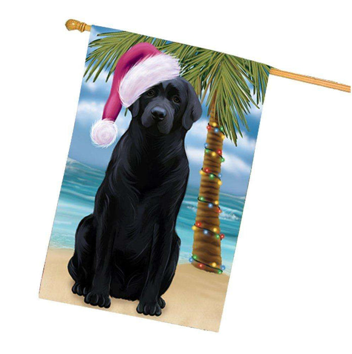 Christmas Holidays Summer Time Labrador Dog on Beach Wearing Santa Hat House Flag FLG187