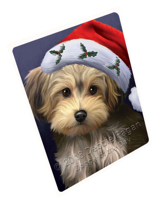 Christmas Holidays Yorkipoo Dog Wearing Santa Hat Portrait Head Blanket BLNKT98922