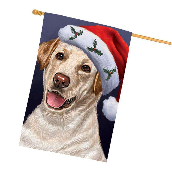 Christmas Labrador Dog Holiday Portrait with Santa Hat House Flag
