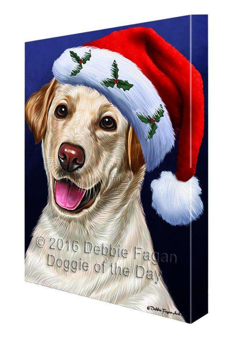 Christmas Labradors Dog Holiday Portrait with Santa Hat Canvas Wall Art D019