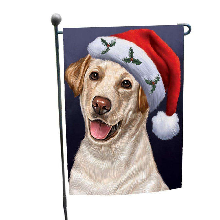 Christmas Labradors Dog Holiday Portrait with Santa Hat Garden Flag