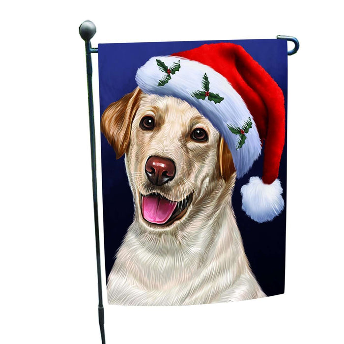 Christmas Labradors Dog Holiday Portrait with Santa Hat Garden Flag