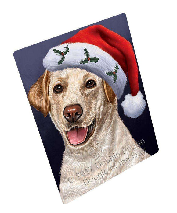 Christmas Labradors Dog Holiday Portrait with Santa Hat Tempered Cutting Board