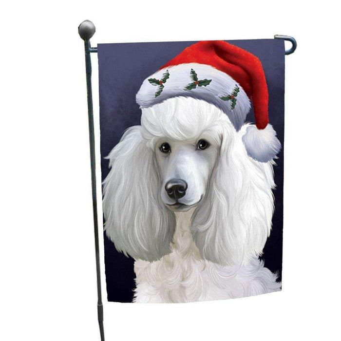 Christmas Poodles Dog Holiday Portrait with Santa Hat Garden Flag