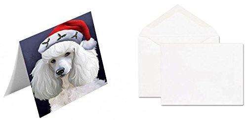 Christmas Poodles Dog Holiday Portrait with Santa Hat Handmade Artwork Assorted Pets Greeting Cards and Note Cards with Envelopes for All Occasions and Holiday Seasons