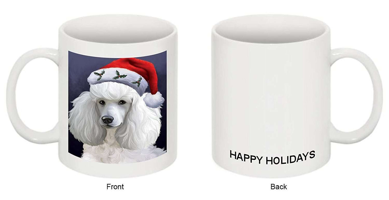 Christmas Poodles Dog Holiday Portrait with Santa Hat Mug