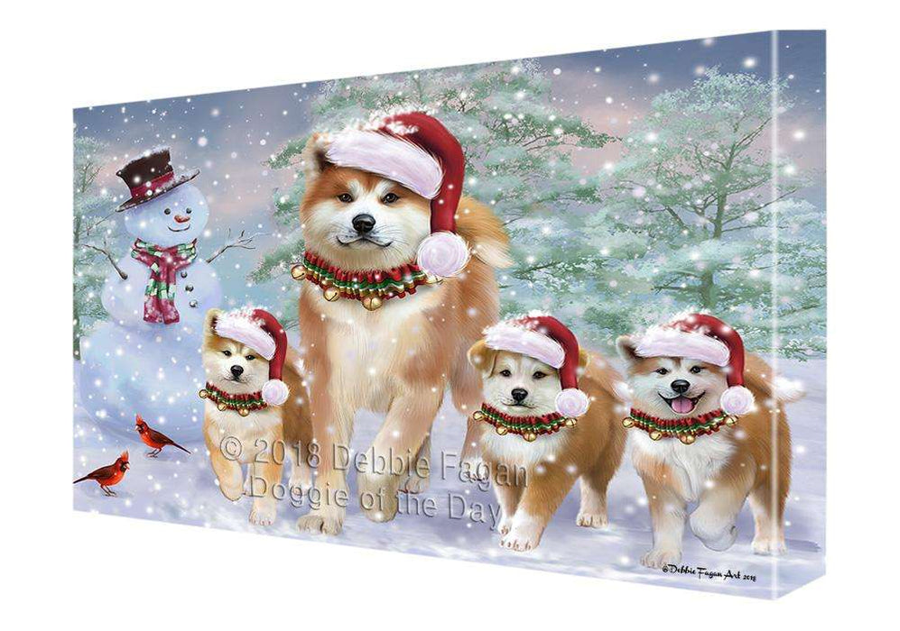 Christmas Running Family Dogs Akitas Dog Canvas Print Wall Art Décor CVS105794