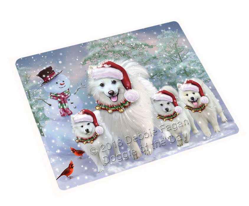 Christmas Running Family Dogs American Eskimos Dog Large Refrigerator / Dishwasher Magnet RMAG86184