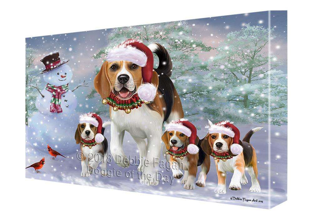 Christmas Running Family Dogs Beagles Dog Canvas Print Wall Art Décor CVS105812