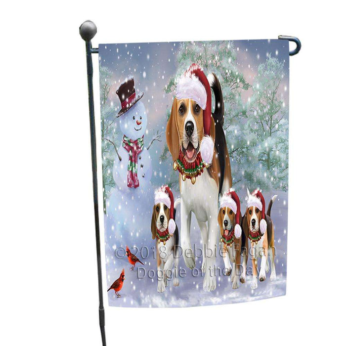 Christmas Running Family Dogs Beagles Dog Garden Flag GFLG54280