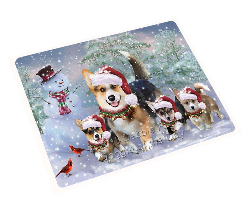 Christmas Running Family Dogs Corgis Dog Large Refrigerator / Dishwasher Magnet RMAG86196