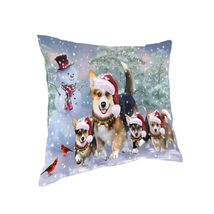 Christmas Running Family Dogs Corgis Dog Pillow PIL73500