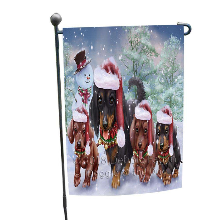 Christmas Running Family Dogs Dachshunds Dog Garden Flag GFLG54282