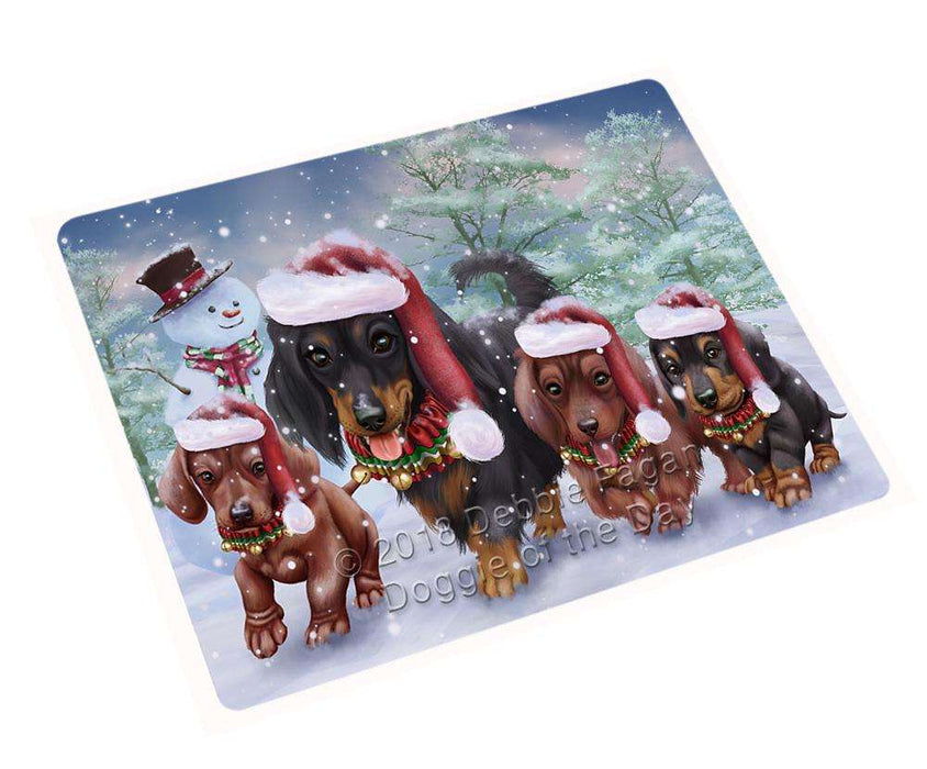 Christmas Running Family Dogs Dachshunds Dog Large Refrigerator / Dishwasher Magnet RMAG86202