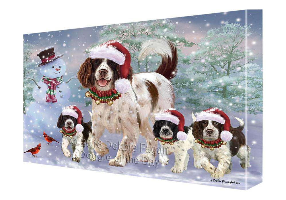 Christmas Running Family Dogs English Springer Spaniels Dog Canvas Print Wall Art Décor CVS105839