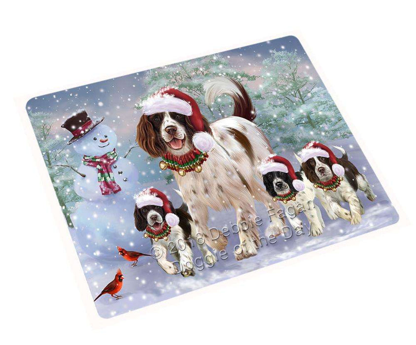 Christmas Running Family Dogs English Springer Spaniels Dog Cutting Board C67107