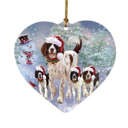 Christmas Running Family Dogs English Springer Spaniels Dog Heart Christmas Ornament HPOR54221