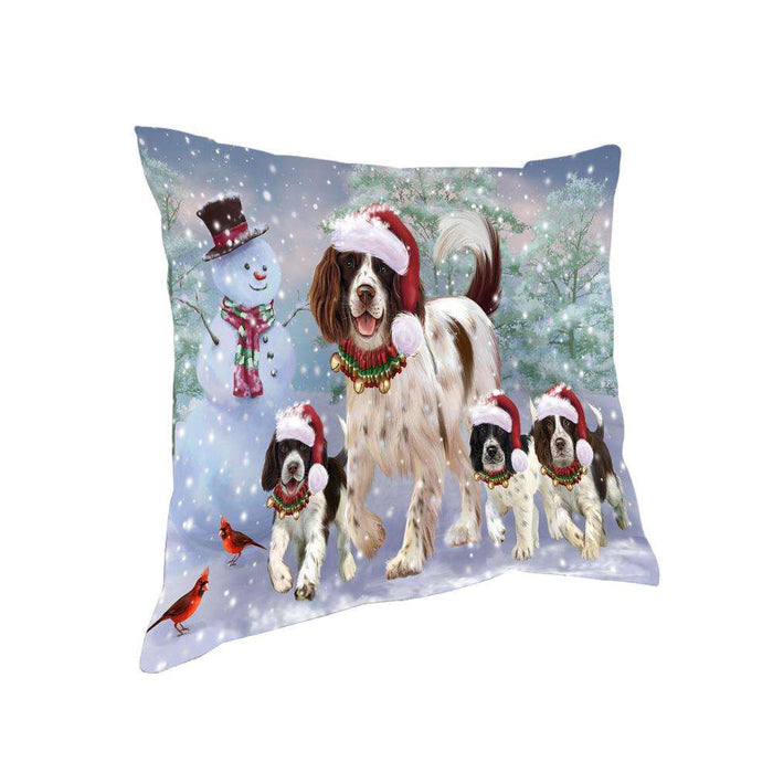 Christmas Running Family Dogs English Springer Spaniels Dog Pillow PIL73508