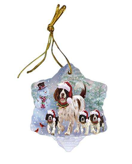 Christmas Running Family Dogs English Springer Spaniels Dog Star Porcelain Ornament SPOR54212
