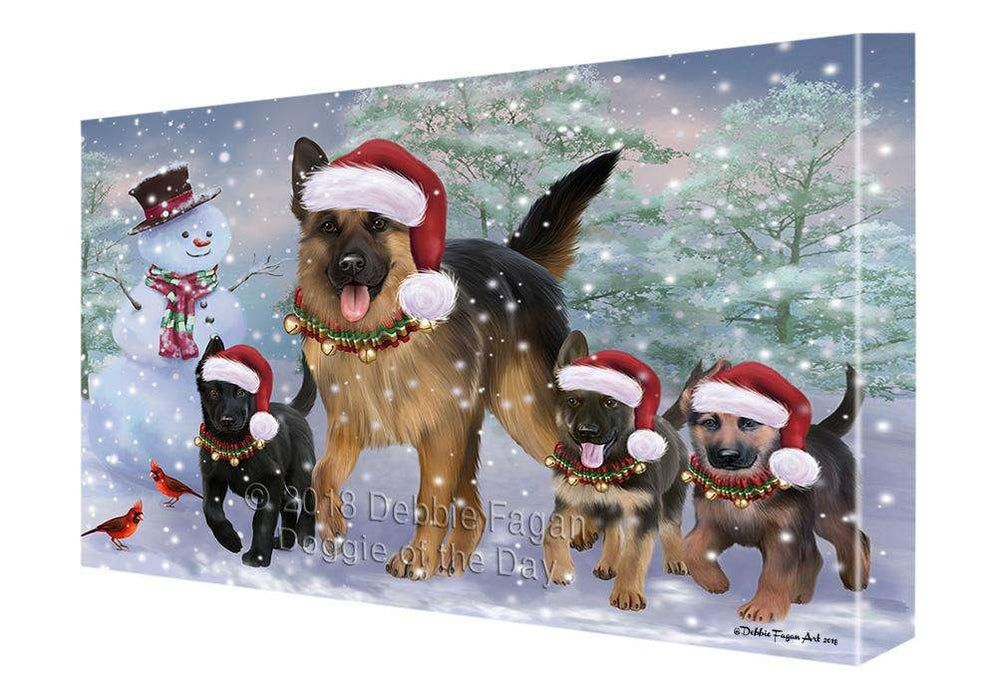 Christmas Running Family Dogs German Shepherds Dog Canvas Print Wall Art Décor CVS105848