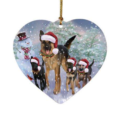 Christmas Running Family Dogs German Shepherds Dog Heart Christmas Ornament HPOR54222