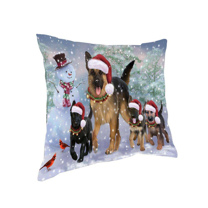 Christmas Running Family Dogs German Shepherds Dog Pillow PIL73512