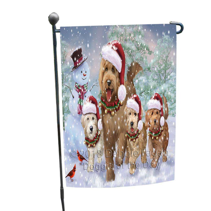 Christmas Running Family Dogs Goldendoodles Dog Garden Flag GFLG54285