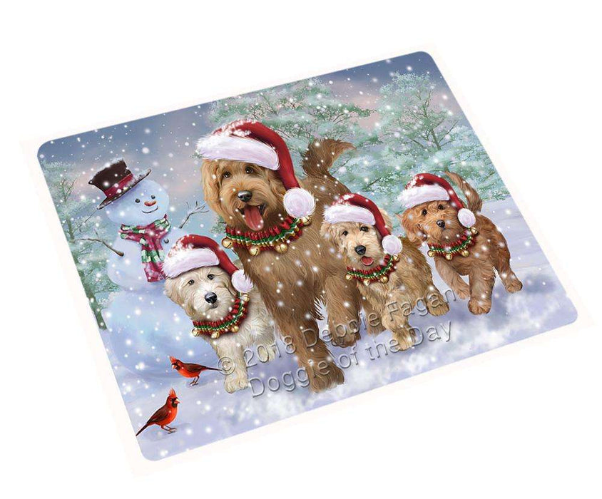 Christmas Running Family Dogs Goldendoodles Dog Large Refrigerator / Dishwasher Magnet RMAG86220