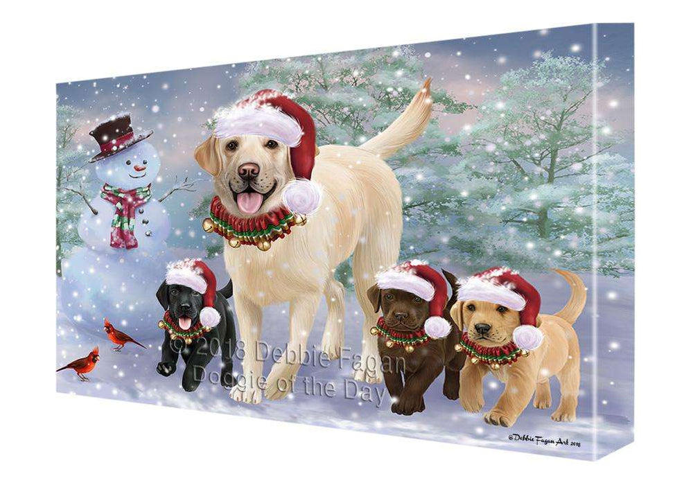 Christmas Running Family Dogs Labrador Retrievers Dog Canvas Print Wall Art Décor CVS105866