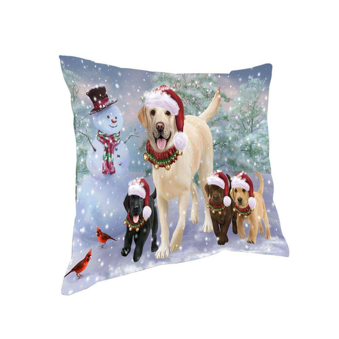 Christmas Running Family Dogs Labrador Retrievers Dog Pillow PIL73520