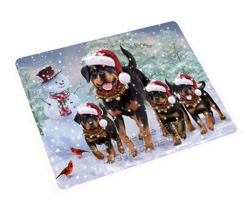 Christmas Running Family Dogs Rottweilers Dog Large Refrigerator / Dishwasher Magnet RMAG86232