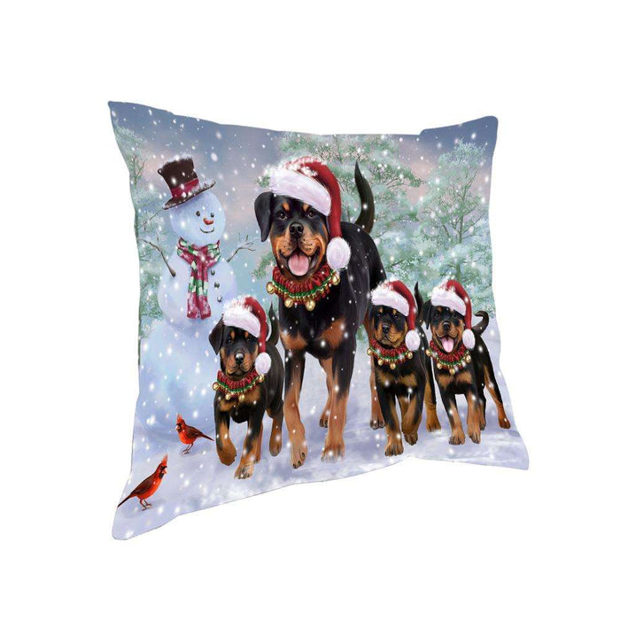 Christmas Running Family Dogs Rottweilers Dog Pillow PIL73524