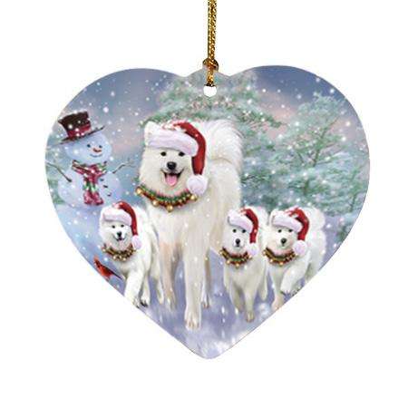 Christmas Running Family Dogs Samoyeds Dog Heart Christmas Ornament HPOR54226