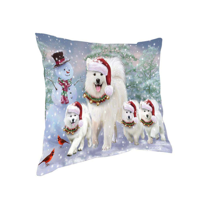 Christmas Running Family Dogs Samoyeds Dog Pillow PIL73528