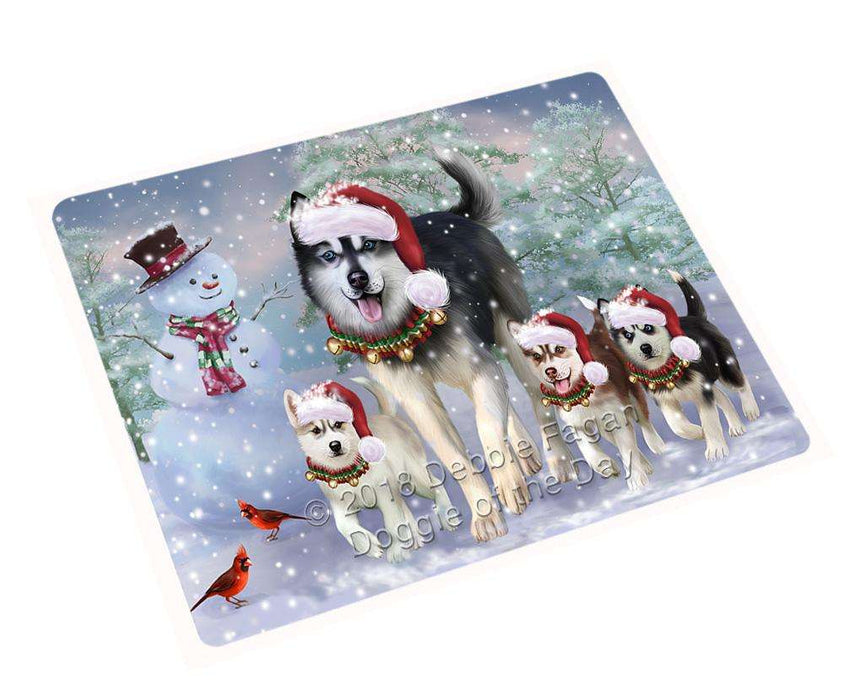 Christmas Running Family Dogs Siberian Huskies Dog Cutting Board C67125