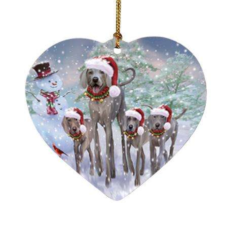Christmas Running Family Dogs Weimaraners Dog Heart Christmas Ornament HPOR54228