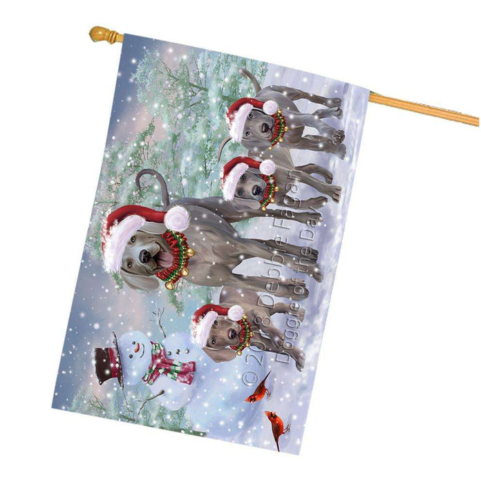 Christmas Running Family Dogs Weimaraners Dog House Flag FLG54426