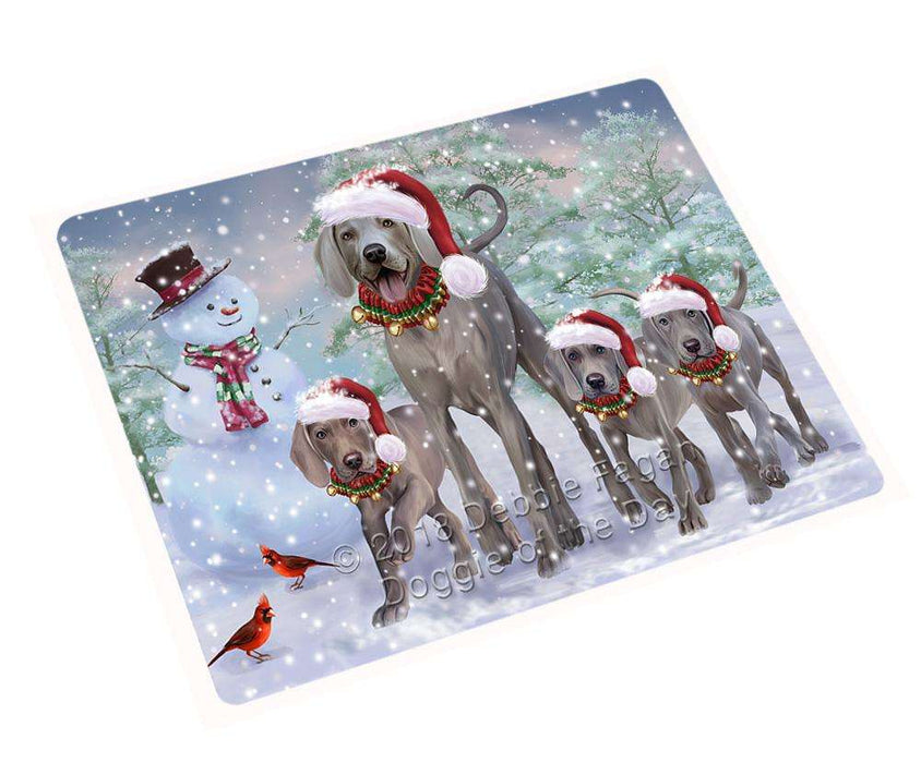 Christmas Running Family Dogs Weimaraners Dog Large Refrigerator / Dishwasher Magnet RMAG86250